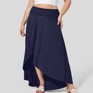 NWT Halara Black Diamond Blue Breezeful Flowy Ruffle 2 in 1 Maxi Skirt Size M